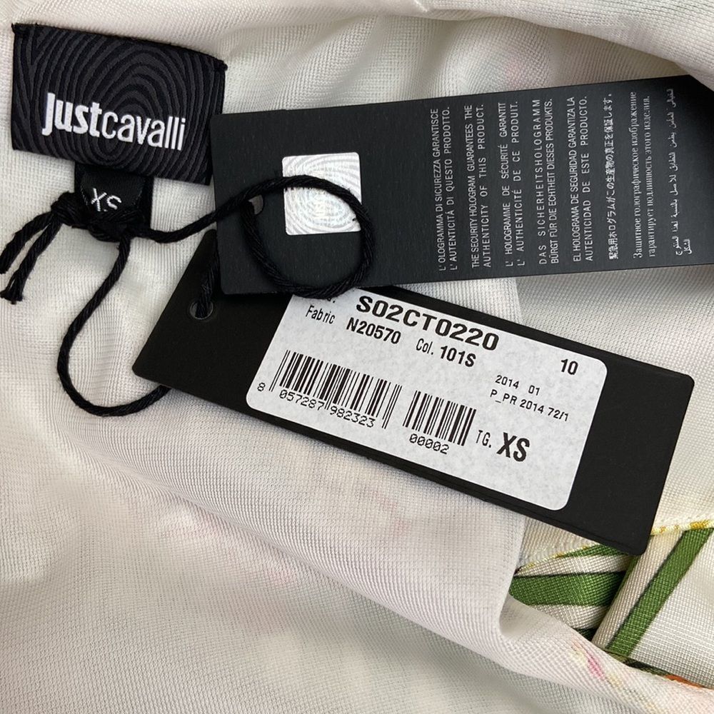 NWT Just Cavalli Gorgeous Rare Animal Floral Print Mini Bodycon Dress size XS - Picture 14 of 16